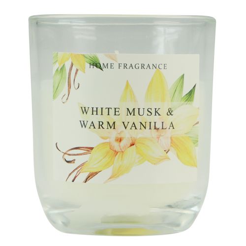Floristik24 Scented candle in glass Vanilla White Musk Ø7,5cm H8,5cm