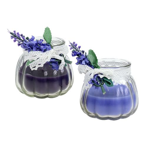 Floristik24 Scented candles lavender in a glass Ø7cm H7cm 2pcs