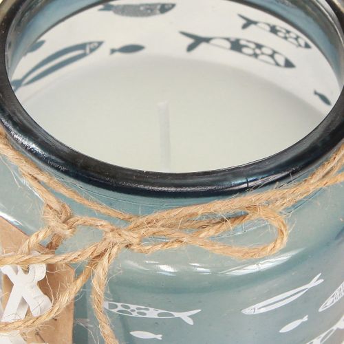 Floristik24 Scented Candles in Glass Fish Candles Maritime Blue Green H11cm 3pcs