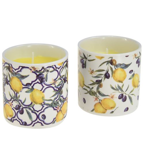 Floristik24 Scented candles Citronella candle in ceramic Ø6.5cm H6.5cm 2pcs