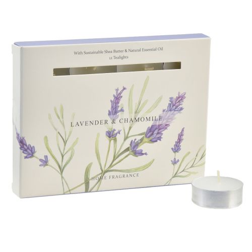 Floristik24 Scented candles lavender chamomile tea lights white Ø3.5cm 12pcs