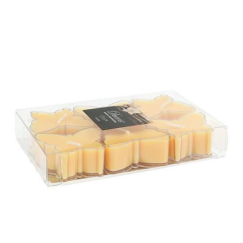 Floristik24 Scented tea light butterfly Ø4.8cm H2cm yellow 6pcs