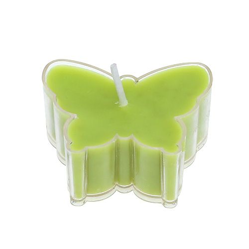 Floristik24 Scented tea light butterfly Ø4.8cm H2cm green 6pcs