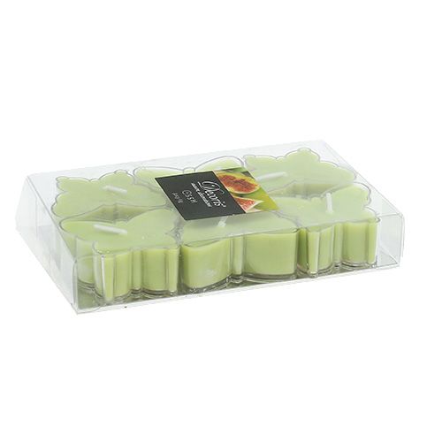 Floristik24 Scented tea light butterfly Ø4.8cm H2cm green 6pcs