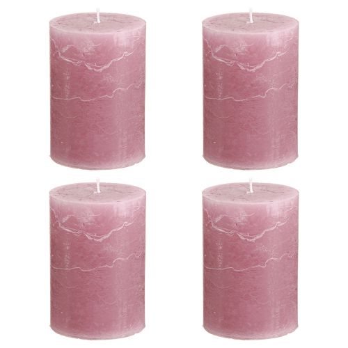 Product Solid-color pillar candles, antique rose, 70x100mm, set of 4 - Romantic decoration