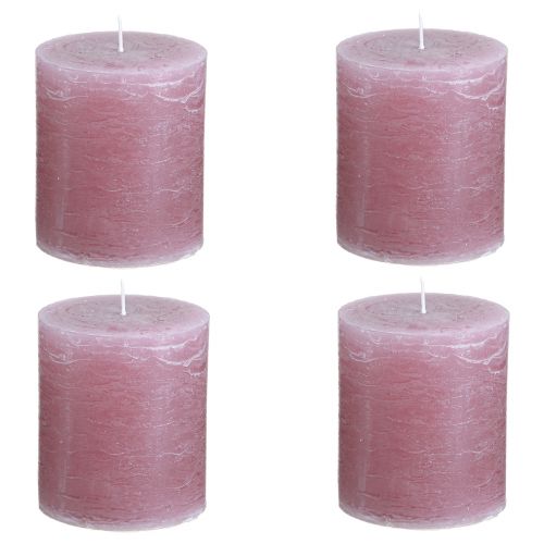 Product Elegant antique rose pillar candles 70×80mm, set of 4, for table decoration, Advent wreath and romantic ambience