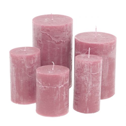 Solid coloured candles old pink different sizes