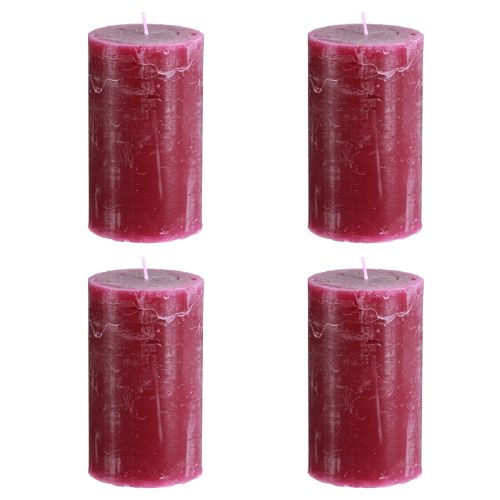 Product Solid-color pillar candles Berry Purple 70x120mm 4-pack - Perfect for table decorations &amp; celebrations