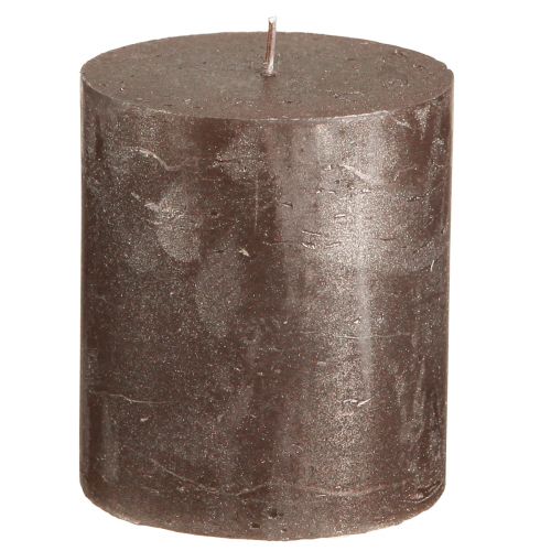 Product Solid-colored brown pillar candles, copper metallic, 70×80mm, set of 4 – decorative candles for style and warmth