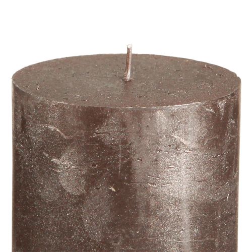 Product Solid-colored brown pillar candles, copper metallic, 70×80mm, set of 4 – decorative candles for style and warmth