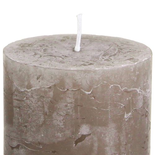 Product Solid-colored brown pillar candles 60×80 mm, set of 4. Rustic decorative candles for a cozy atmosphere.