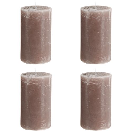 Product Large brown pillar candles 70×120mm 4-pack – Elegant cylinder candles in smoky brown, dyed throughout for decoration and coziness