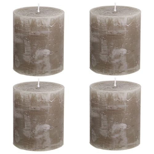 Product Rustic, solid-colored brown pillar candles, 70x80mm, set of 4; high-quality decorative candles for a cozy atmosphere
