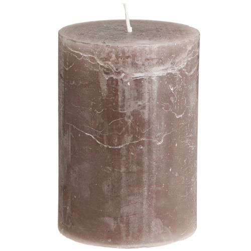 Product Solid-colored brown pillar candles, 85x120mm, set of 2, long-burning, decorative