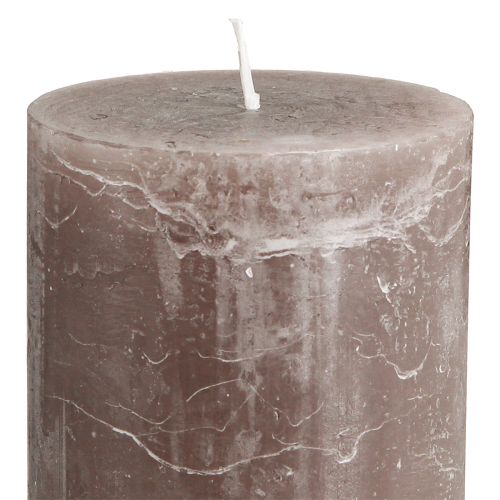 Product Solid-colored brown pillar candles, 85x120mm, set of 2, long-burning, decorative