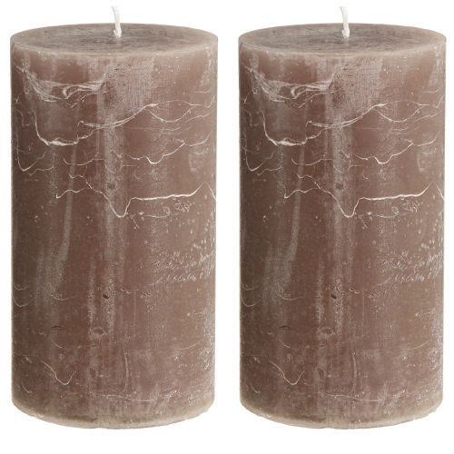 Product Solid-colored brown pillar candles, 85 x 150 mm, set of 2 – Decorative candles for a cozy atmosphere and festive occasions