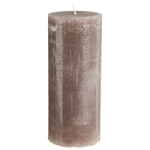 Product Large brown pillar candles, solid-colored smoky brown, rustic design, 100h burn time, elegant decoration, set of 2, 85x200mm