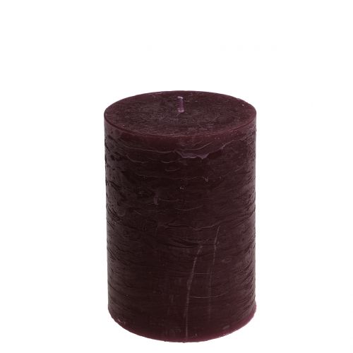 Solid colored candles burgundy 85x120mm 2pcs