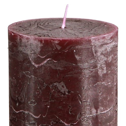 Product Set of 4 Burgundy pillar candles, solid color, 70x120mm - Decorative candles for home ambience &amp; wellness