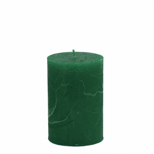 Product Premium pillar candles, dark green, 70x100mm, set of 4, long burning time
