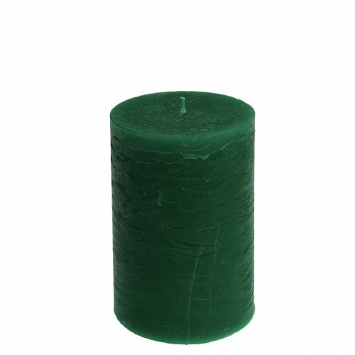 Product Dark green pillar candles 70x120mm, set of 4, colored throughout, long burning time, Christmas decoration and table decoration