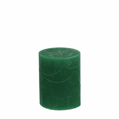 Product Premium pillar candles, dark green, 70x80mm, set of 4, colored throughout