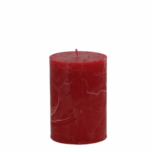 Product Solid-color pillar candles, dark red, 70x100mm (set of 4) – Long-burning premium candles