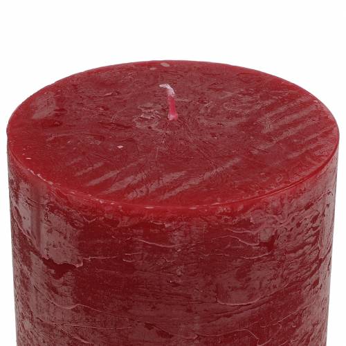 Product Solid-color pillar candles, dark red, 70x100mm (set of 4) – Long-burning premium candles