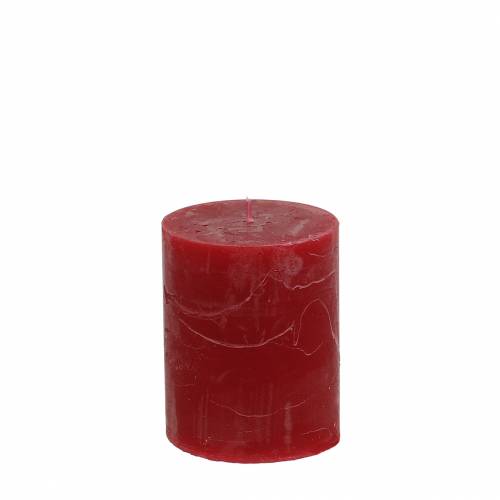 Product Solid-colored dark red pillar candles 70x80mm, set of 4 - Advent candle decorations