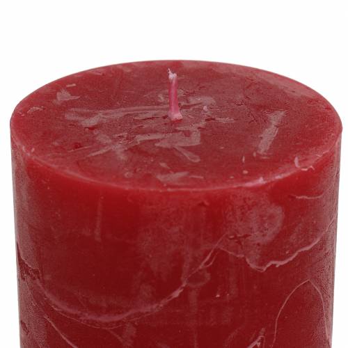 Product Solid-colored dark red pillar candles 70x80mm, set of 4 - Advent candle decorations