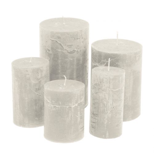 Floristik24 Solid colored candles gray different sizes