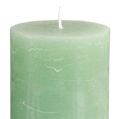 Product Jade Green Pillar Candles, Dyed Through, High-Quality Decorative Candles 70x120mm, Stylish Table Decoration and Gift Idea, Set of 4