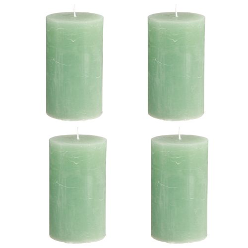 Product Jade Green Pillar Candles, Dyed Through, High-Quality Decorative Candles 70x120mm, Stylish Table Decoration and Gift Idea, Set of 4
