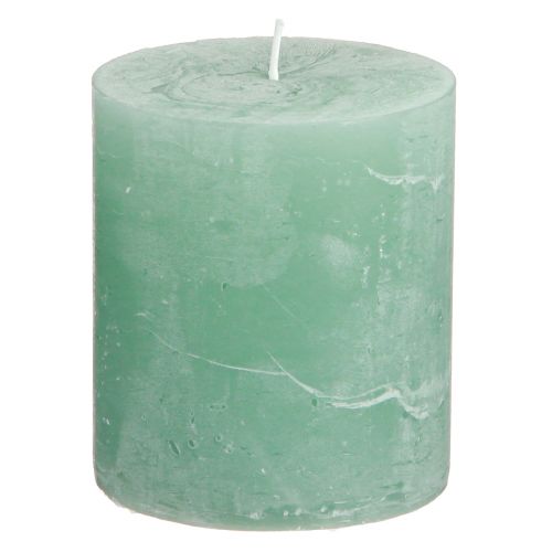 Product Solid-colored pillar candles, green jade, 70×80mm, set of 4, for decoration and relaxation