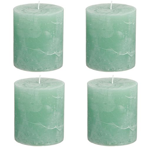 Product Solid-colored pillar candles, green jade, 70×80mm, set of 4, for decoration and relaxation