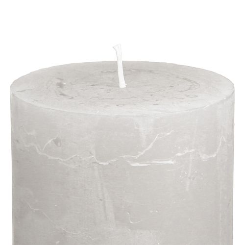 Product Solid-color candles, light grey, pillar candles 70×80mm, 4 pieces, rustic decoration for home &amp; garden