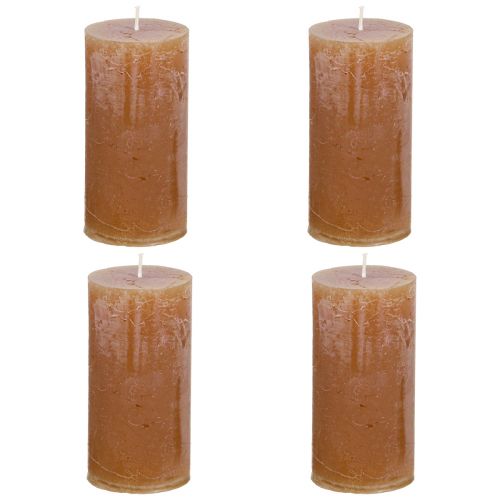 Product Solid-color pillar candles, caramel, 50x100mm, set of 4, long burning