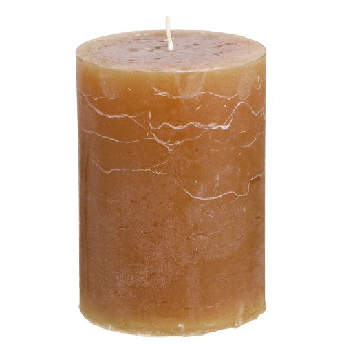 Product Solid-colored caramel pillar candles 70×100mm Set of 4 - Rustic decoration, long burning time, brown candles for coziness