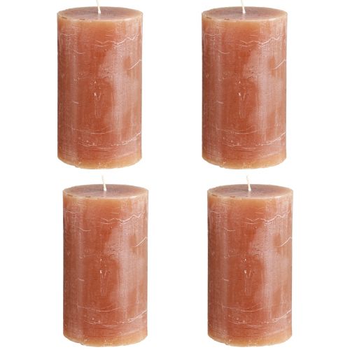 Product Solid-colored caramel pillar candles 70×120mm, set of 4, decorative candles, long burning time, home decor, table decoration