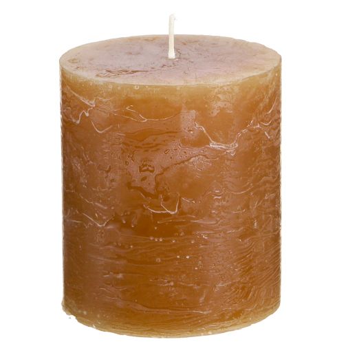 Product Solid-colored caramel pillar candles 70×80mm, set of 4 - Rustic decoration, ideal for Advent, handmade