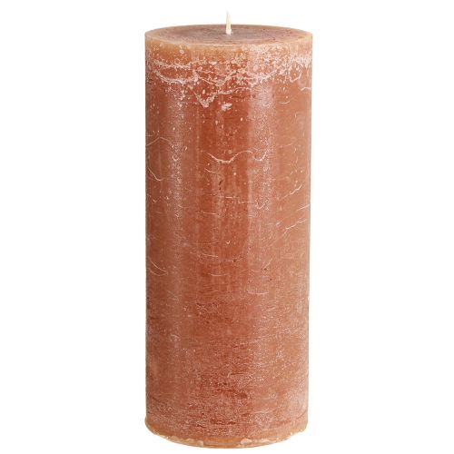 Product Solid-colored caramel pillar candles, 85x200mm, set of 2, rustic & romantic for decoration and lighting