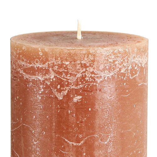 Product Solid-colored caramel pillar candles, 85x200mm, set of 2, rustic & romantic for decoration and lighting
