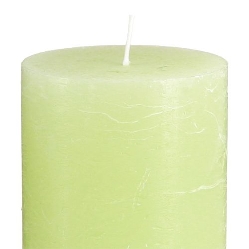 Product Set of 4 lime green pillar candles - Elegant table decoration &amp; home ambience candles, 70x120mm - Ideal for celebrations and everyday use