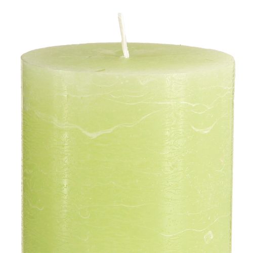 Product Solid-color pillar candles, lime green, 85×150mm, set of 2, high-quality candles for home ambiance &amp; decoration