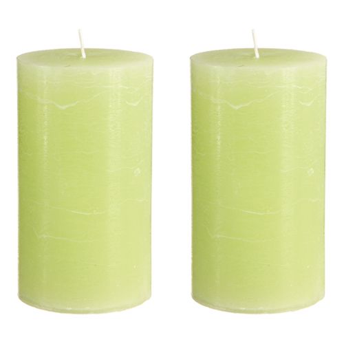 Product Solid-color pillar candles, lime green, 85×150mm, set of 2, high-quality candles for home ambiance &amp; decoration