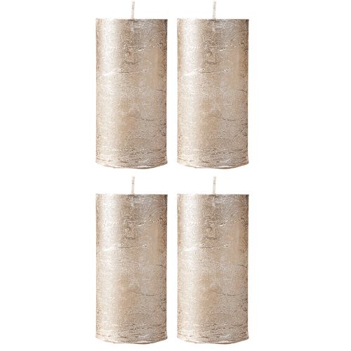 Floristik24 Solid-colored candles platinum 50x100mm 4 pcs