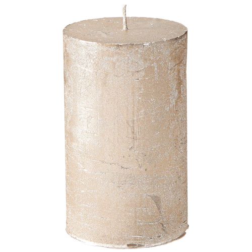 Platinum-colored pillar candles, 60x100mm, set of 4 - Long burning time, premium quality