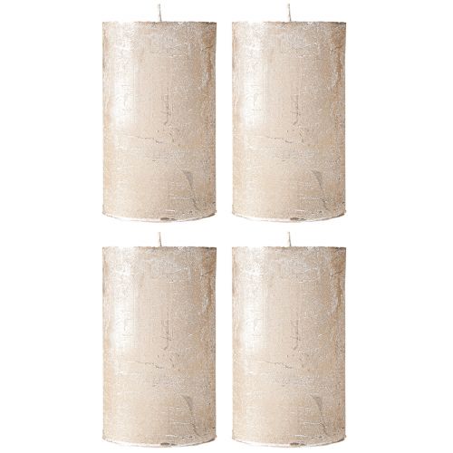 Product Platinum-colored pillar candles, 60x100mm, set of 4 - Long burning time, premium quality