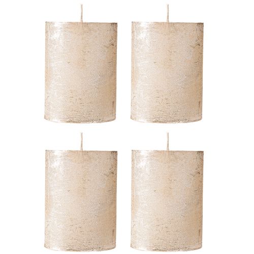 Product Platinum-colored pillar candles, set of 4, 60x80mm - Elegant decoration for Advent wreaths & tables