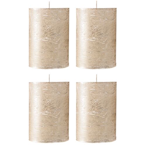 Product Platinum Metallic Pillar Candles 70x100mm 4-Piece Set - Elegant Table Decoration Premium Candles Long Burning Time